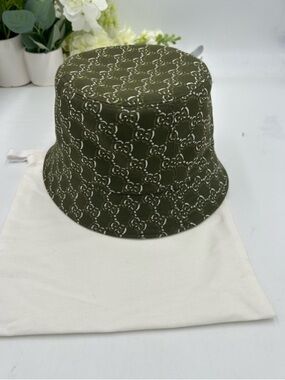 Men’s Gucci, GG shadow jacquard cotton bucket, hat, size small made in Italy